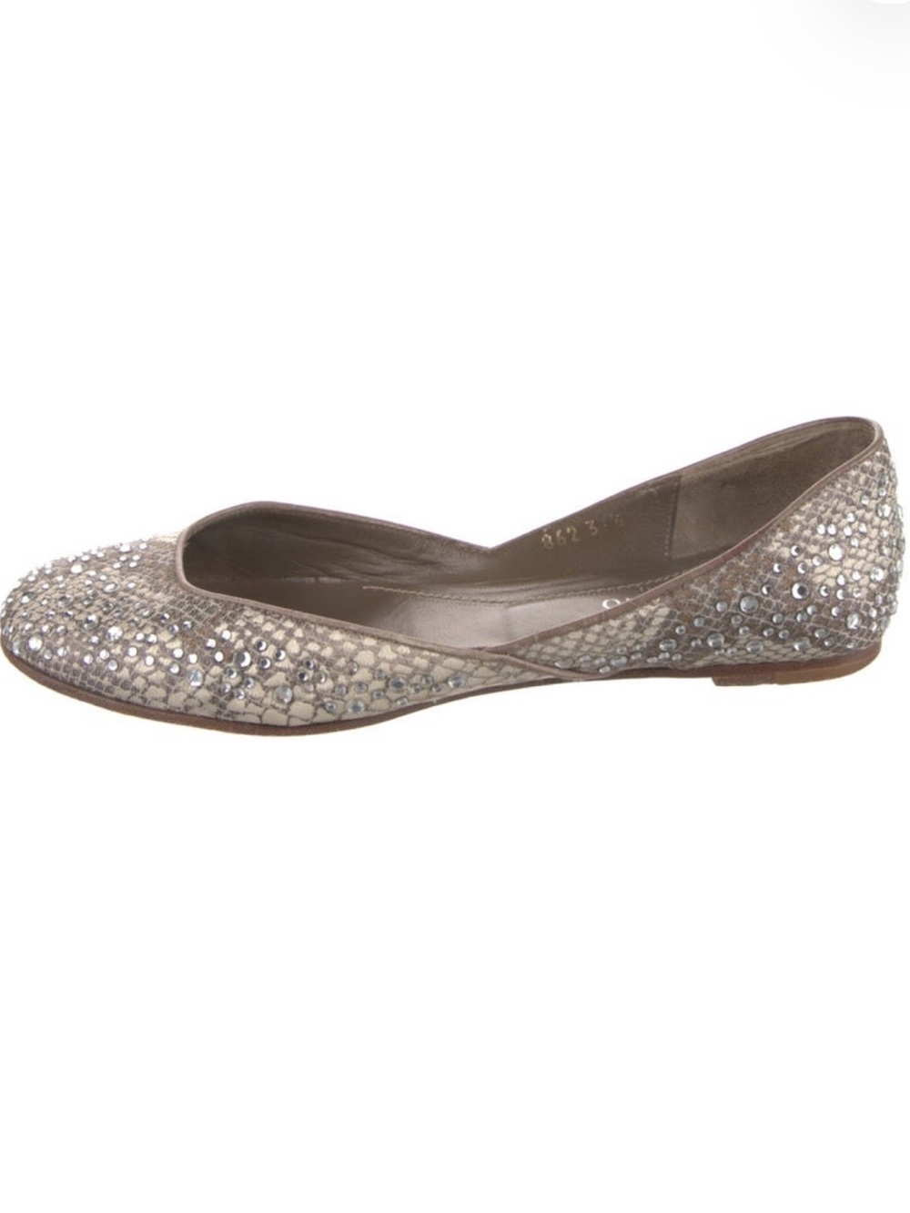 Valentino Champagne Crystal-Embellished D'Orsay Flats
